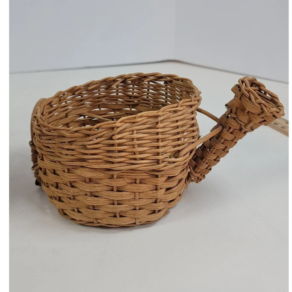 Vintage Miniature Wicker Basket Set 3pc Loveseat Star Wall Basket Watering Can